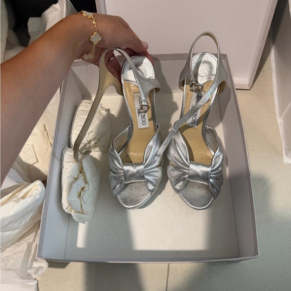 Jimmy Choo HELOISE Silver Heels - Picture 7 of 10